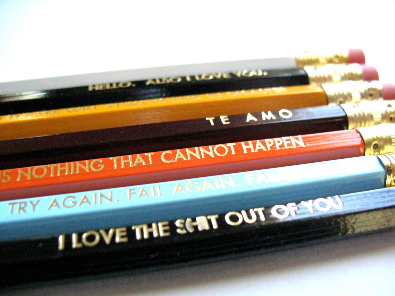 PENCILS 6 - Your selection of 6 GRAPHITE HEX pencils w/ a hand-stamped kraft pencil box