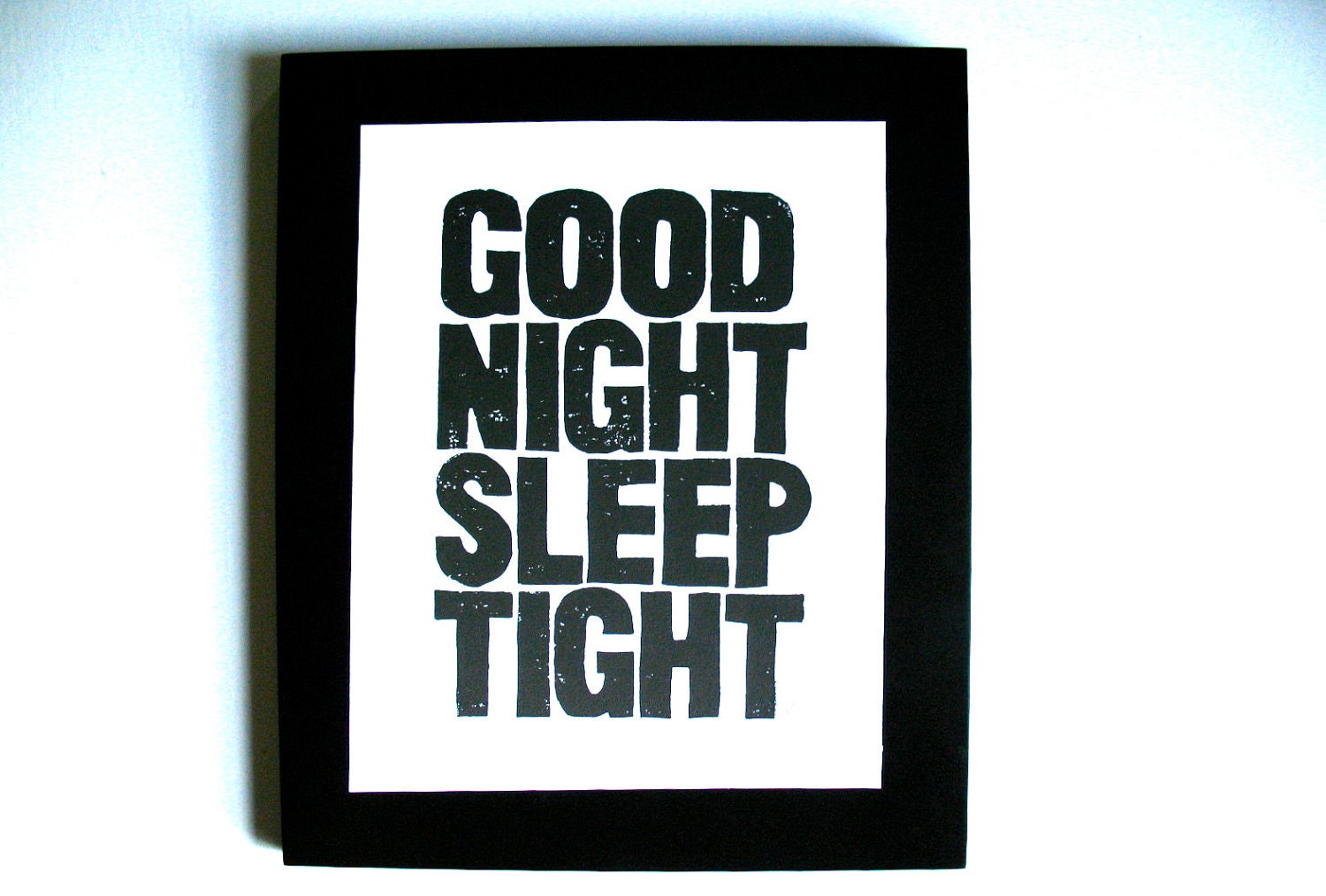 PRINT - Good Night Sleep Tight LINOCUT (black) poster 8x10