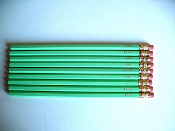 PENCILS (6) JERK - mint green - graphite hex pencils w/ kraft pencil box
