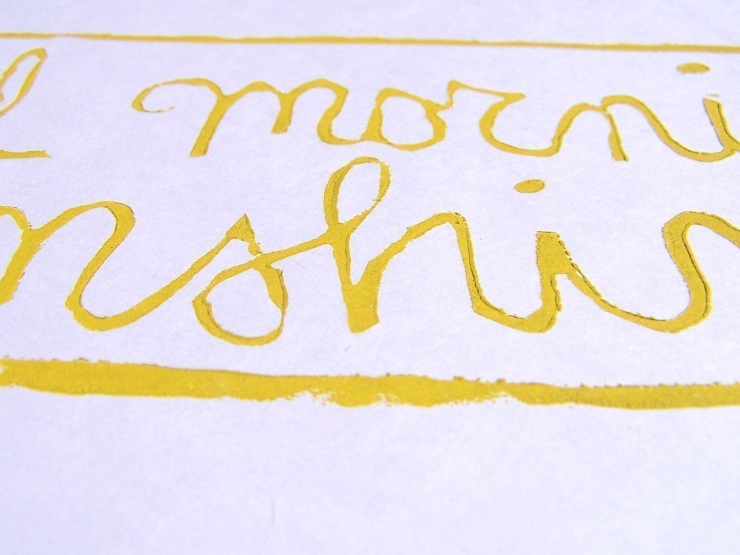 LINOCUT PRINT - Good morning sunshine YELLOW block print 8x10 letterpress