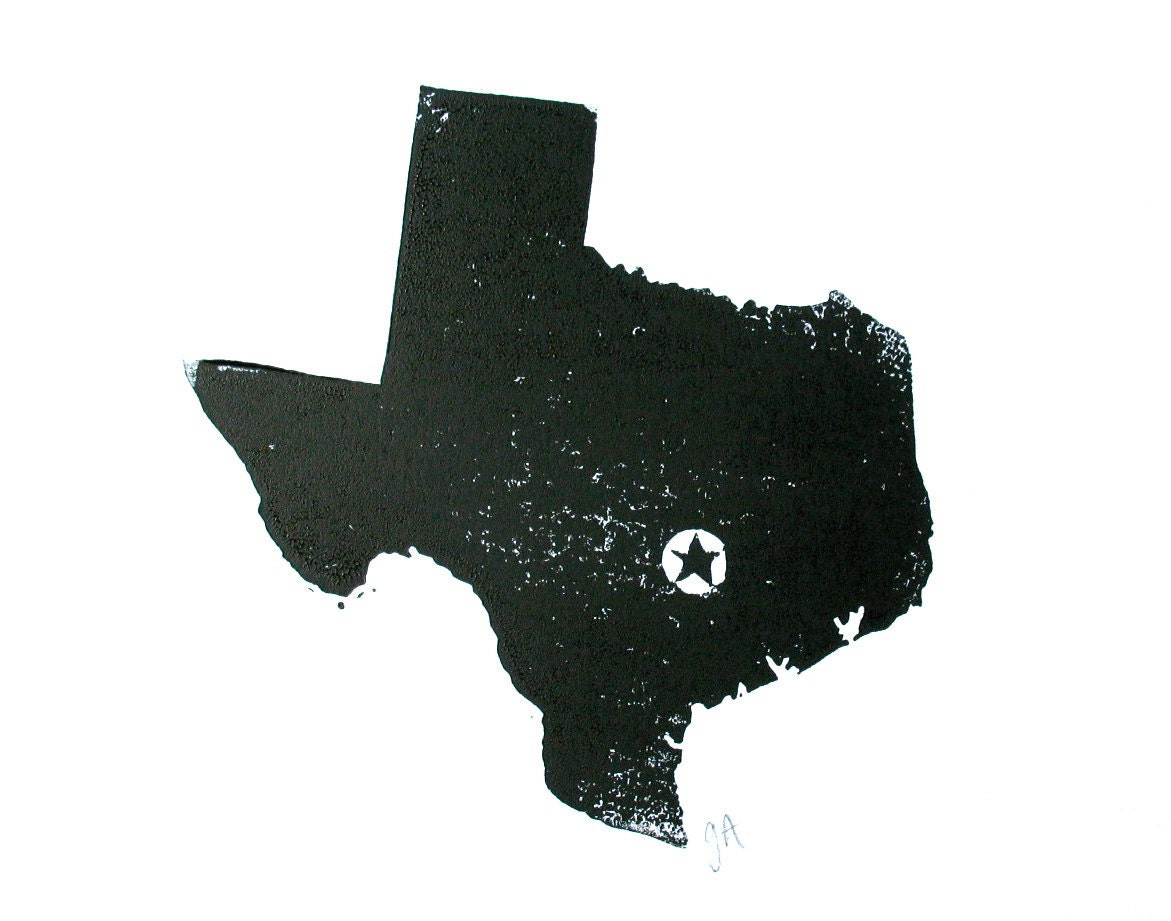PRINT - Austin TEXAS map - block print 8x10