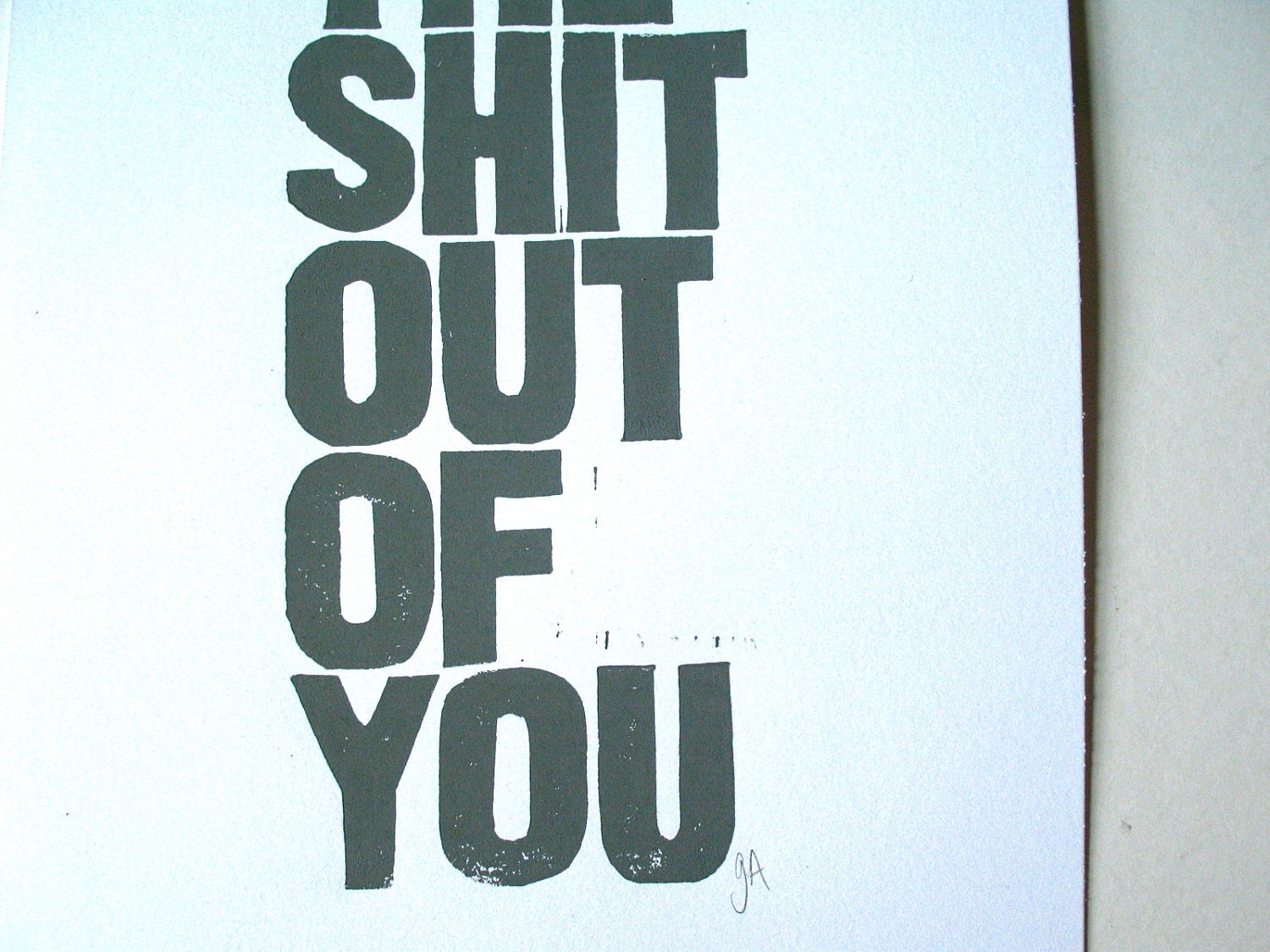 POSTER - I love you... GREY block print 10x18 letterpress typography