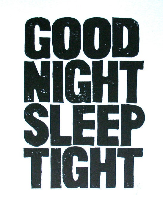 PRINT - Good Night Sleep Tight LINOCUT (black) poster 8x10
