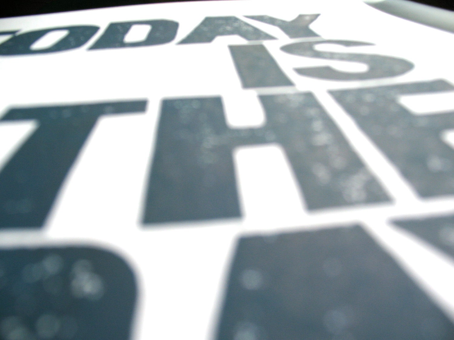 PRINT - Today is the day NAVY BLUE linoleum block print 8x10 letterpress