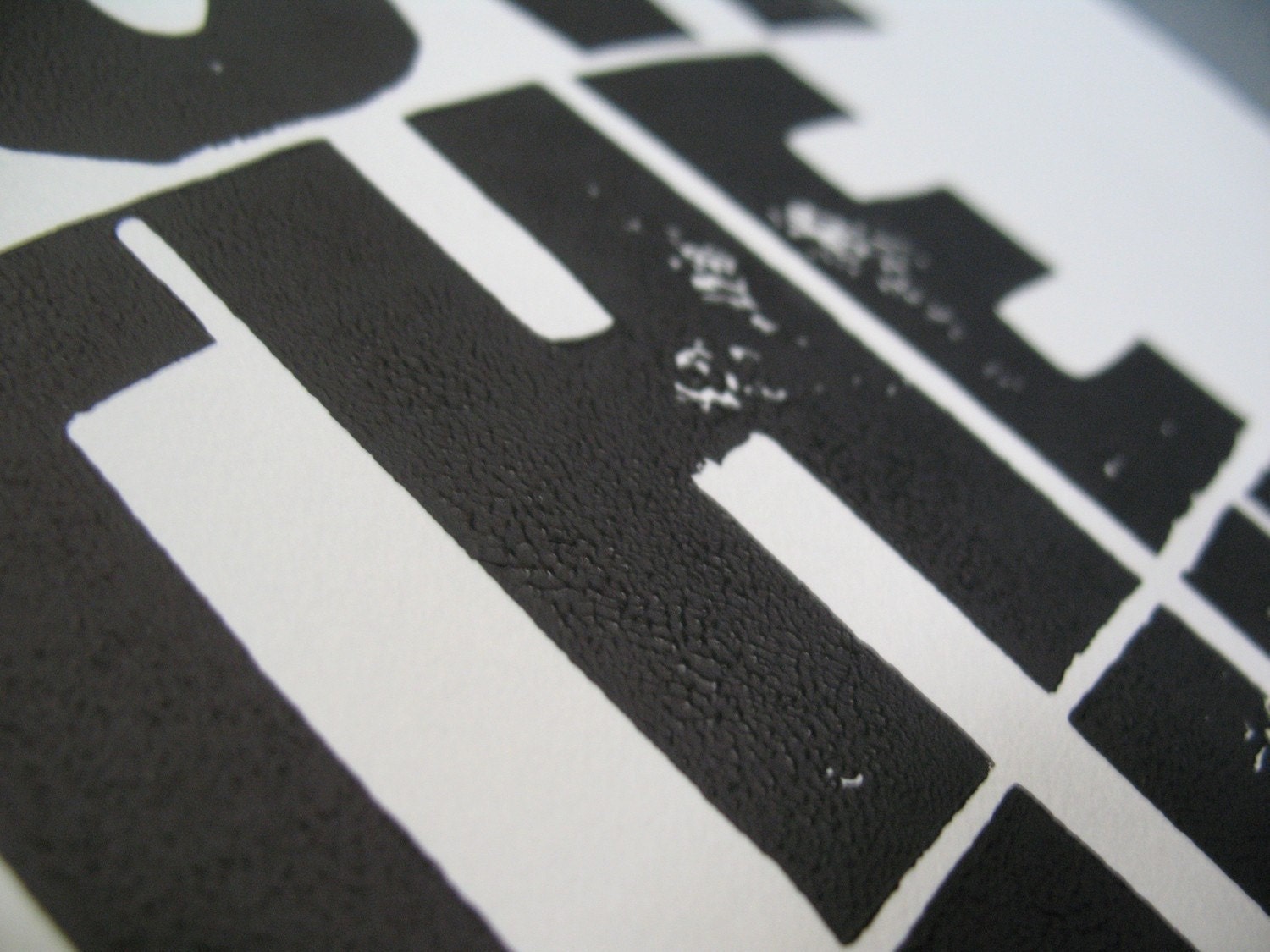 POSTER - I love you... black linocut typography print 10x18 letterpress quote