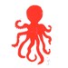 PRINT - Octopus RED linocut 8x10 letterpress marine animal