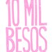 LINOCUT PRINT - 10 mil besos PINK letterpress typography valentine poster 8x10