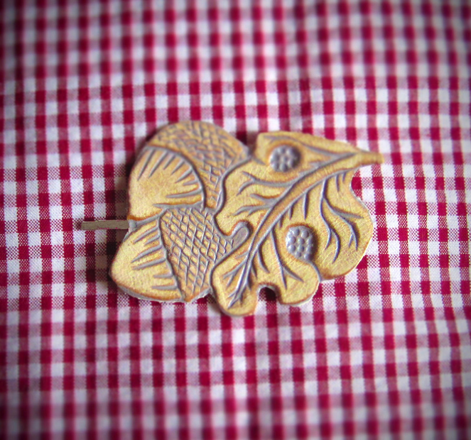 Little Acorns Tooled Leather Bobby Pin