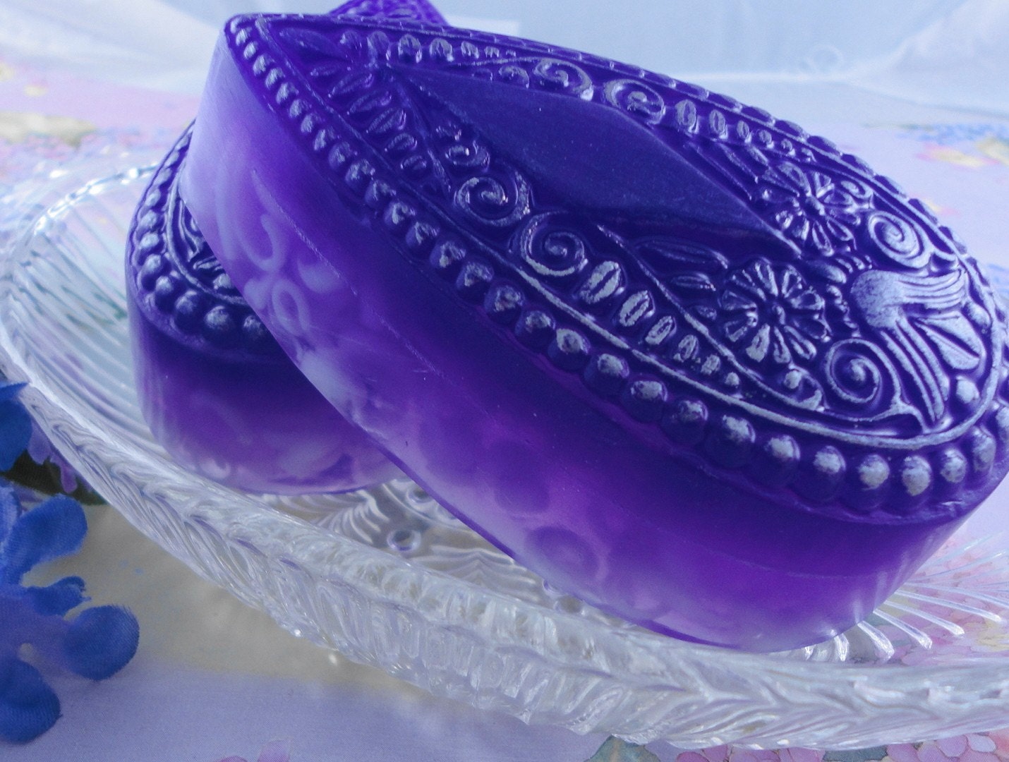 Soaps - Purple Rain Victorian Teardrop Soap - Glycerin Soap - Handmade Soap