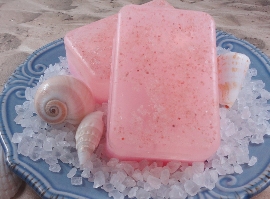 Soap -Tickle Me Pink Grapefruit Sea Salt Soap With Pink Sea Salt - Glycerin Soap - Handmade Soap