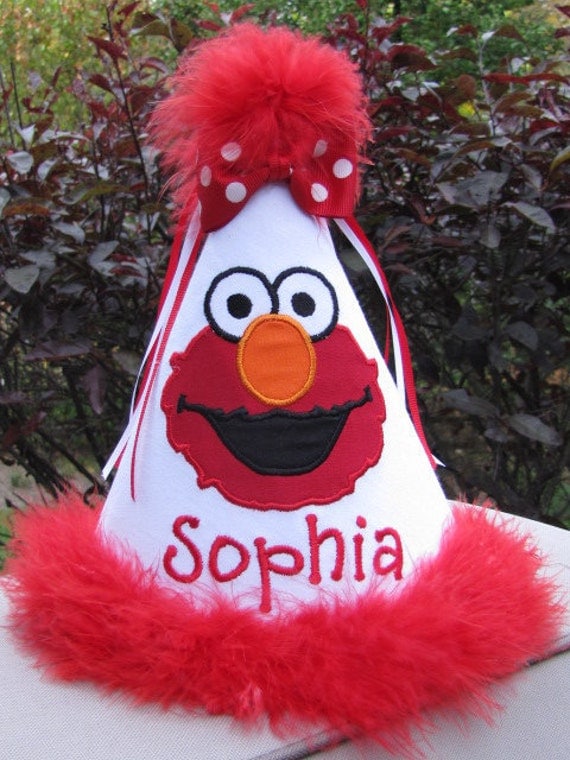 Custom ELMO Birthday Hat for girls and boys.