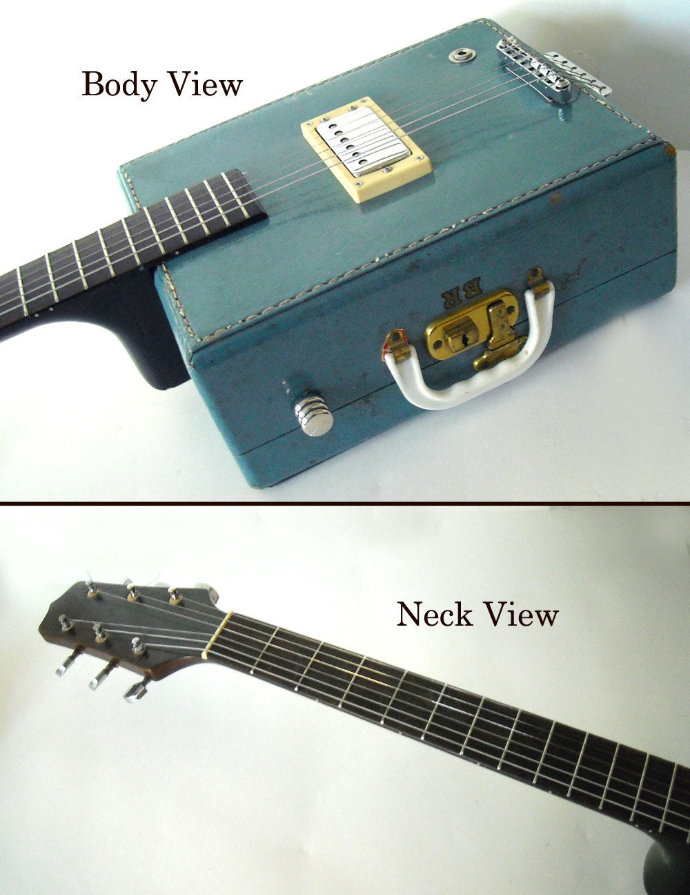 Reserved for Darren Radbourne only...ooak handcrafted  6 string vintage suitcase electric guitar - a greg willert original -
