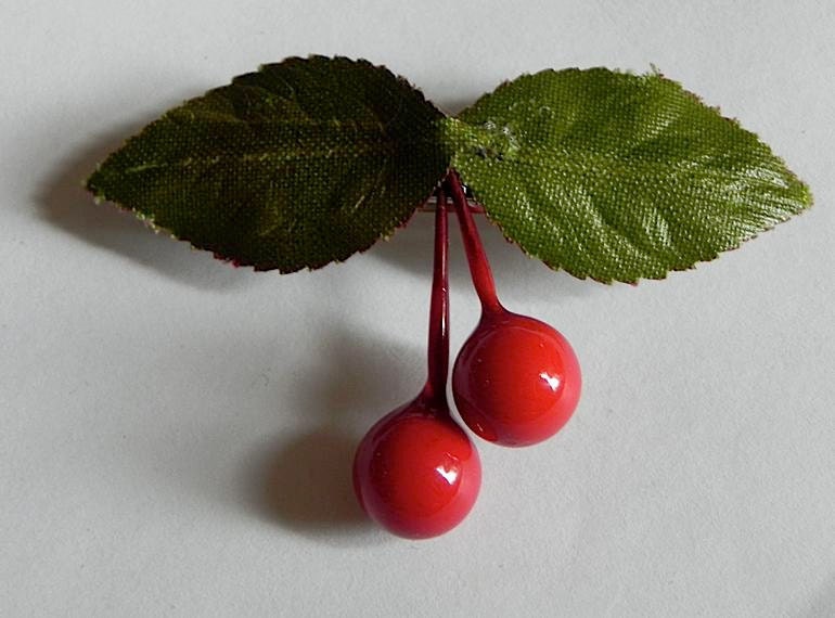 40s Style Vintage Cherry Hair Clip Barrette Rockabilly Pin Up