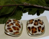 MEWOW Vintage 40s 50s Leopard Print Fur Earrings -on sale-