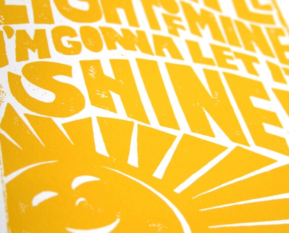 Sunshine, Typography, Wall Art, Nursery Decor, Kitchen Art, Children's room Decor, Raw Art Letterpress, Song, sign