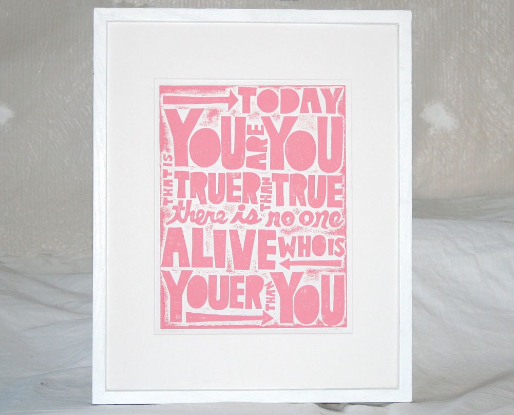 Baby Nursery  Inspired Typography Poster Today you are you Quote Etsy letterpress Print
