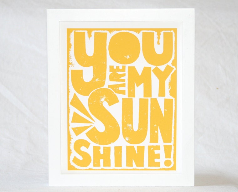 Mother's Day Wall Art, You are my Sunshine, Raw Art Letterpress, Kitchen Art, Nursery Decor, Mothers Day Gift Idea, Mother's Day SALE