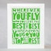 Baby Nursery Art Print Wherever You Fly Inspired ART PRINT LETTERPRESS Back to school