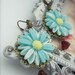 ALICE IN WONDERLAND - Blue Daisy Cabochon / Ruby Red Lucite Tulips
