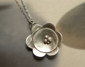 Daisy pendant, Sterling silver necklace, metalwork, OOAK jewelry