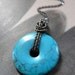Turquoise Dyed Howlite Donut Sterling Silver Wire Wrapped Necklace OOAK