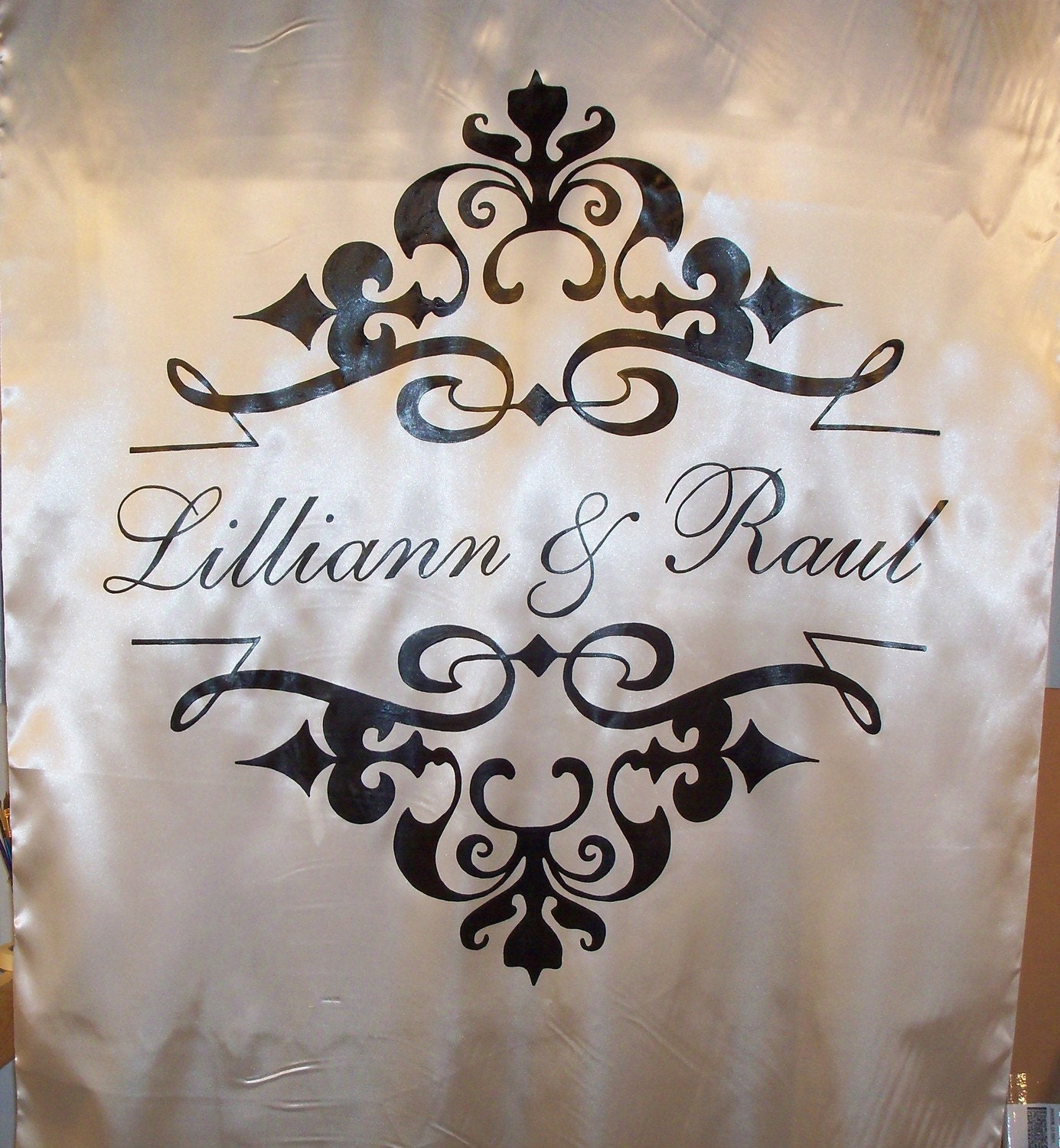 Personalized Hand Painted Customized Monogram Aisle Runner Wedding Fabric Runner FREE MONOGRAM