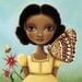 art print Girl butterfly honey bee print blue sky natural black african girl flower 11x14 LARGE print on premium matte Maya by Marisol Spoon