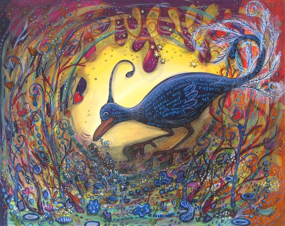 Bower Bird Nest - A Real Blue Bird of Happiness - Pop Art Painting