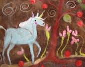 Felted Horse & Unicorn Tree of Life Throw Rug