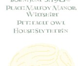 Draco Malfoy Biographical Facts Cross Stitch Pattern PDF