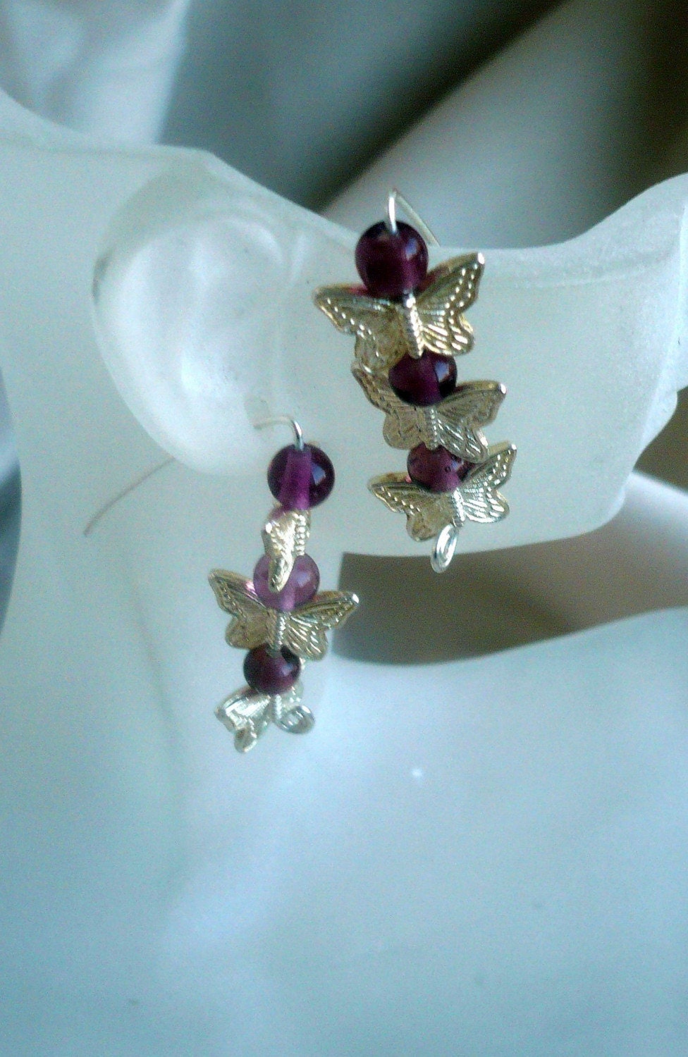 Czech Glass and Silver butterflies Earrings