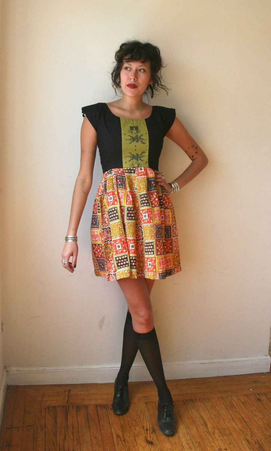Olive Hourglass Polka Dot Mini Dress Sz XS S M L Rusty Cuts