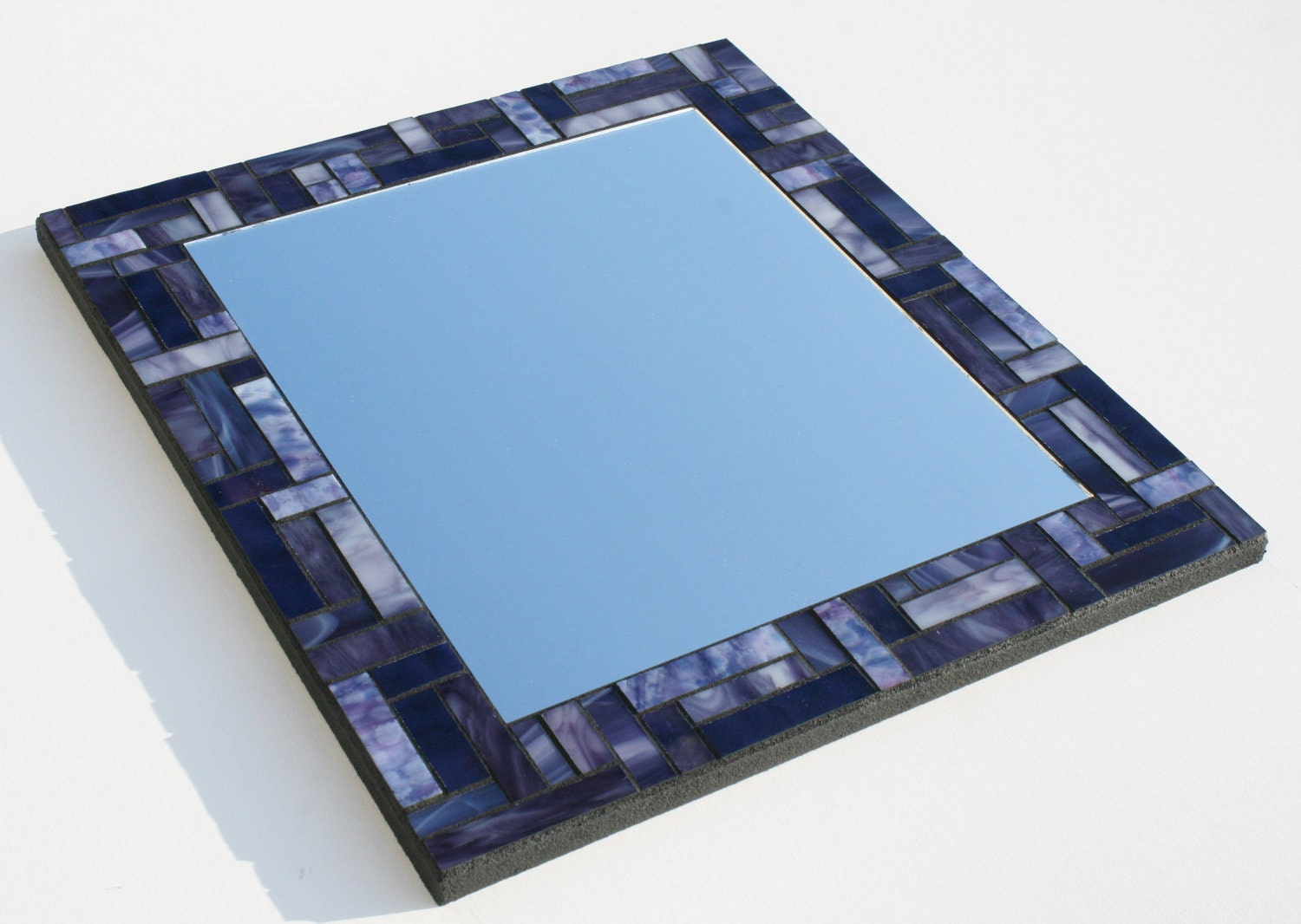 14.5" x 16" Purple Stained Glass Mosaic Mirror