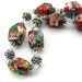 Handmade red Picasso glass bead necklace