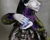 Art Doll Purple Birdie One of A Kind polymer clay doll