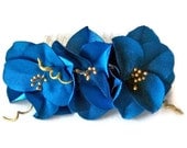 Vintage Style Hair Fascinator in Cerulaen Blue, Fabric Flower Head Piece Comb in Electric Blue. Handmade. OOAK,  II