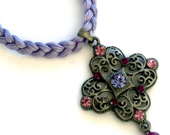 Lilac Braid Necklace. Handmade. Unique Item