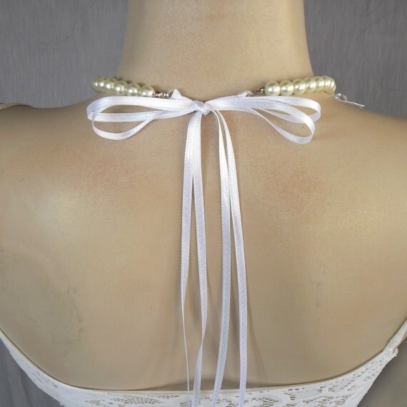 Bridal Pearl Necklace: Stylish Pearl Bead Choker, Bridesmaids Gifts. Handmade