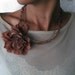 Auburn Flower Smart Necklace Handmade Unique OOAK Camel Fiber Thread Chained Light Brown