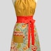 Cute Kitsch Apron / Retro to the Max in Colors of Mango Orange Soft Aqua and Gold Houndstooth a Knockout Retro Apron to Pin