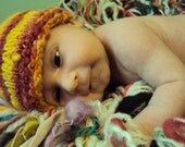 Handspun handknit wool newborn hat