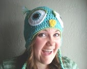 Adult Owl Earflap Hat- pick your colors