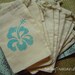 Blue Hibiscus Hawaiian  Flower. 4x6 Muslin Drawstring Favor Candy Gift Goody Bags Birthday Baby Shower Beach Wedding Luau 3 day ship