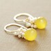 Reserved for Louise- Yellow Chalcedony and Seed Pearls Handmade Earrings- Lemon Meringue