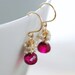 Raspberry Quartz Seed Pearl Earrings 14k Gold Fill, Wrapped Pink Gemstone Dangle Earrings, Handmade, aubepine