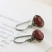 Red Oxblood Stone Earrings Sterling Silver, Mookaite Gemstone Earrings, Wire Wrap Handmade, aubepine