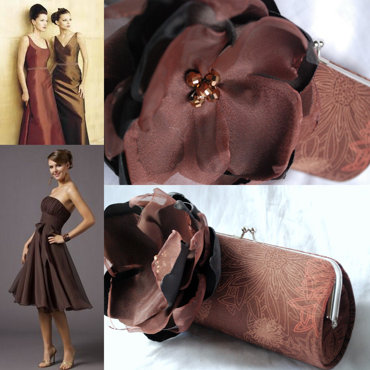 Bridesmaid Clutch - Bridesmaid Clutches - Bridesmaid Gift Idea  - Chocolate Brown and Copper Wedding Colors - This clutch is READY to ship
