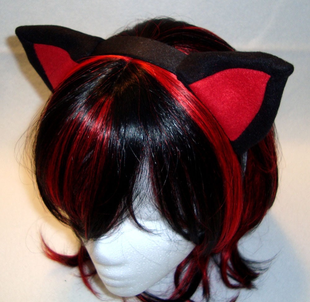 Black/Red Kitty Ear Headband