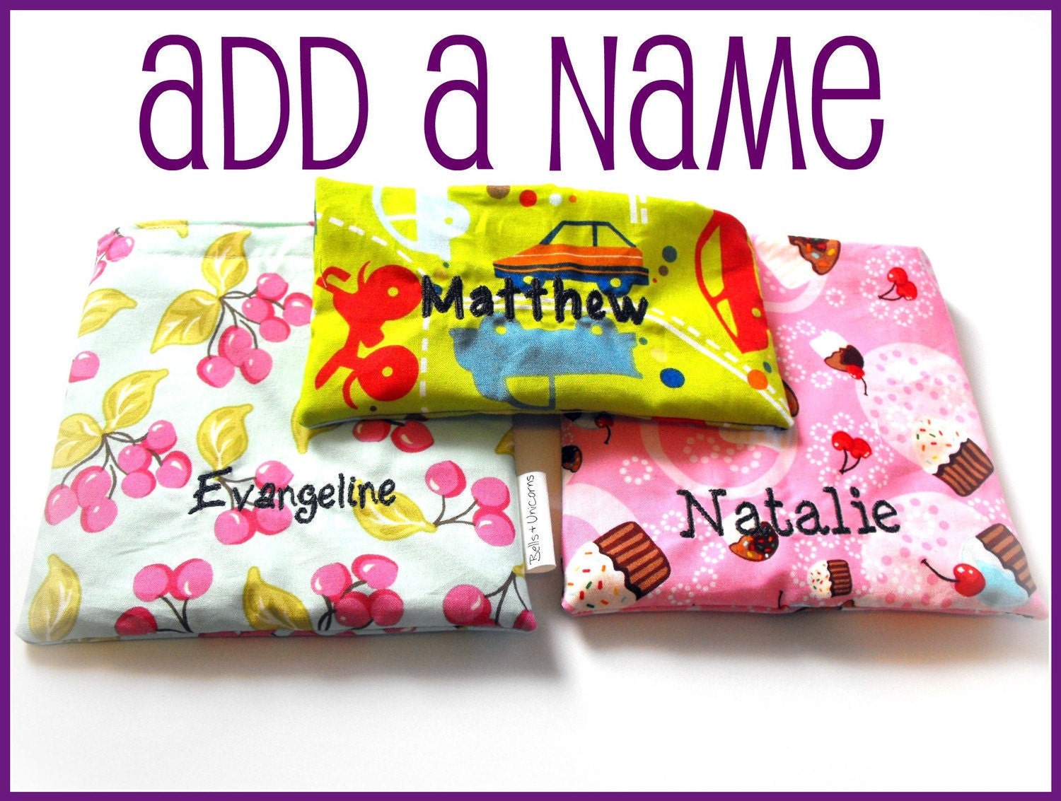 Reusable Sandwich or Snack Bag -- ADD Personalization