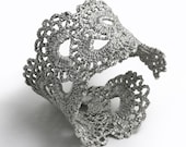 Vintage Scalloped Lace Silver Cuff Bracelet